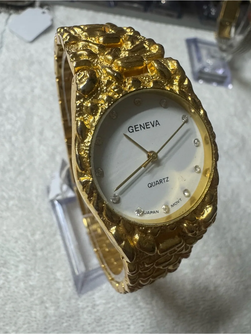 Geneva Gold Tone Men's Quartz Watch with White Dial